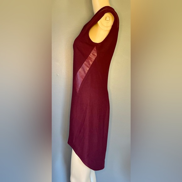 HELMUT LANG Womens Asymmetrical Hem Leather Trim Tank Dress Burgundy Red Size 4 - Picture 7 of 10